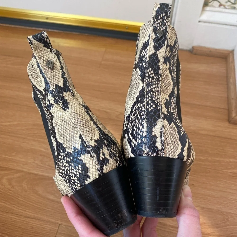 Sam Edelman Reesa Python Snakeskin Cowboy Western Ankle Boots Women’s Size 8
